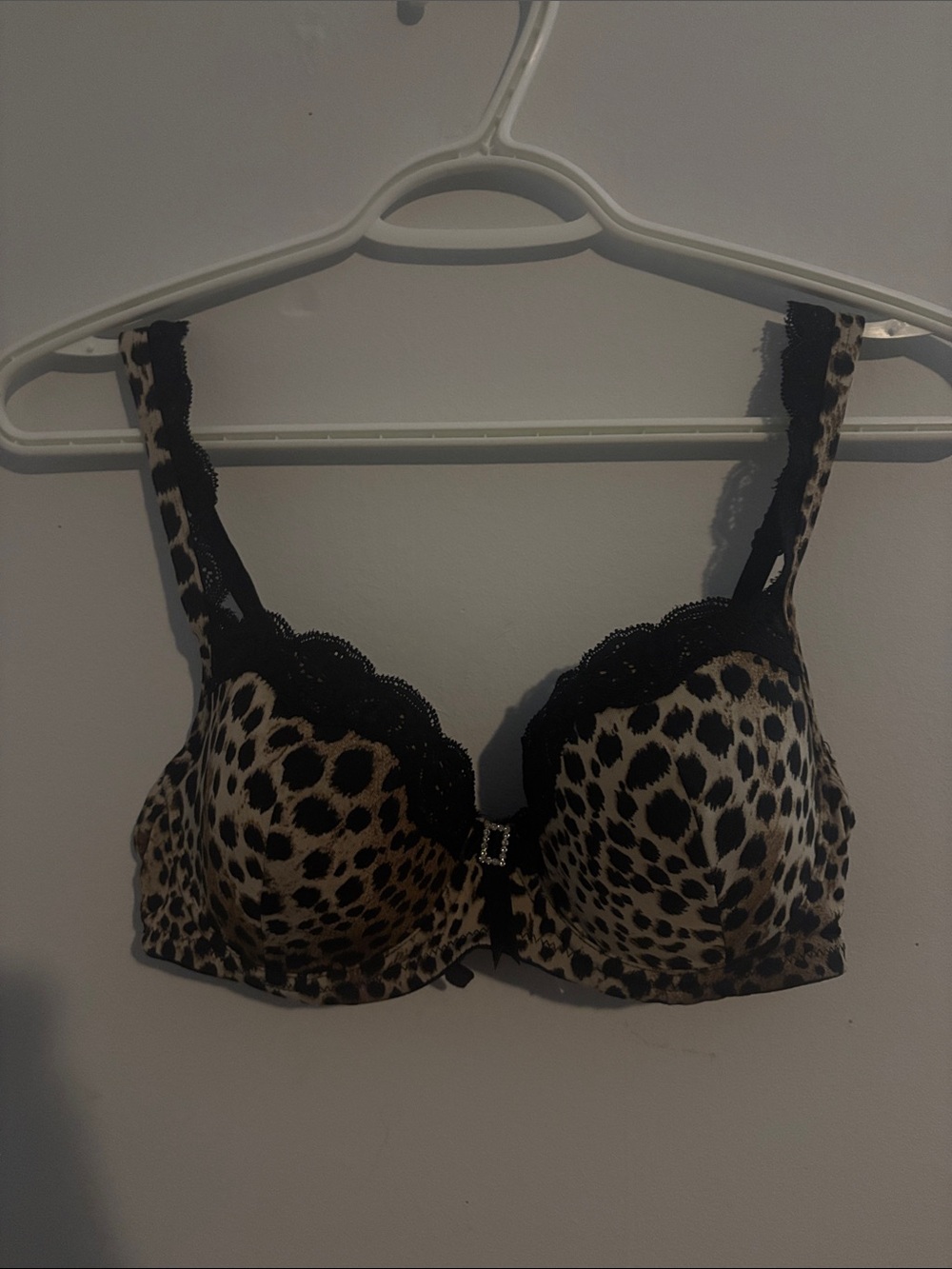 Fashion Bug Leopard Print Lace-Trim Underwire Bra - Beige & Black